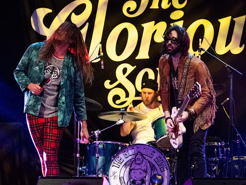 (L-R) Brett Emmons, Adam Paquette and Chris Koster of The Glorious Sons perform at The Wiltern on July 2, 2019 in Los Angeles, Calif.