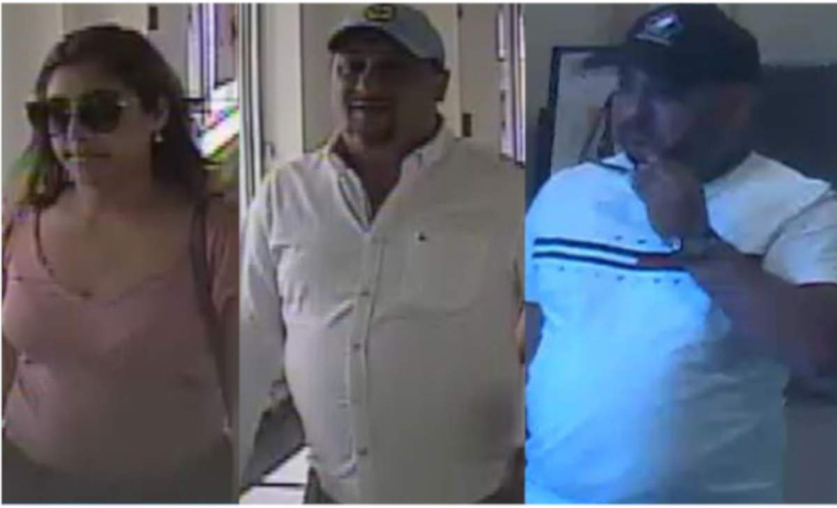 Halton police are looking for three people who allegedly stole a credit card from a shopper in a Burlington parking lot.