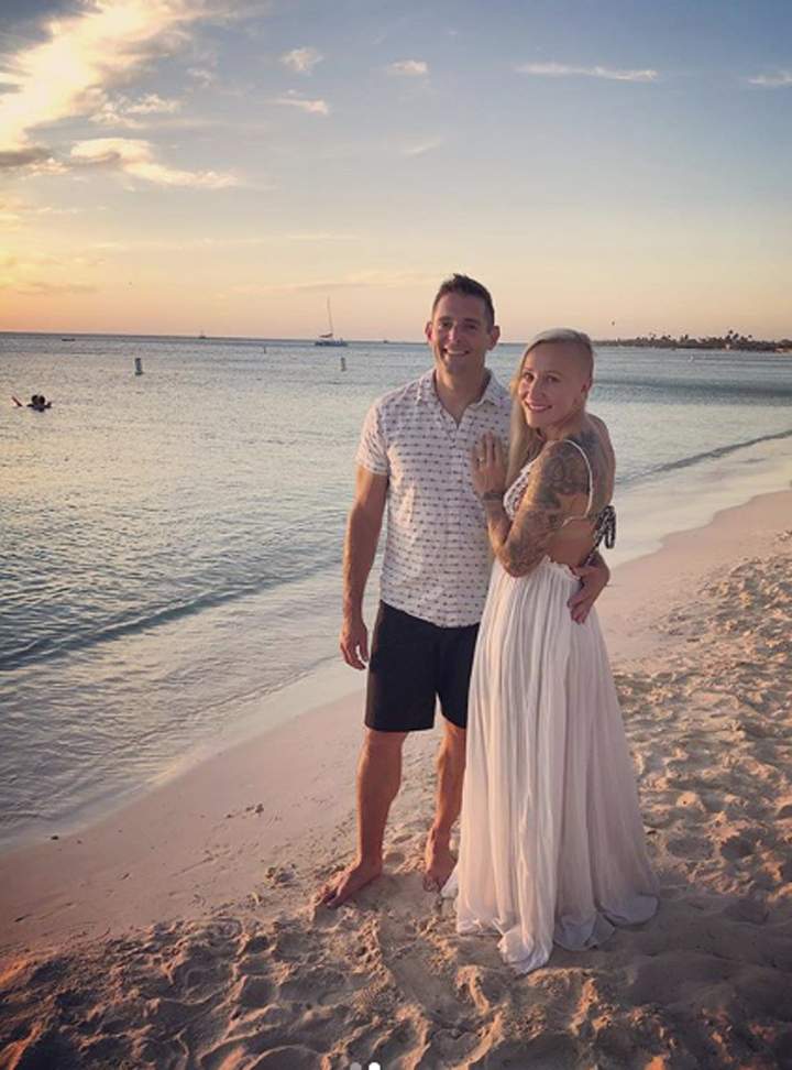 Kaillie Humphries is shown with her fiancé Travis Armbruster on a beach in California in this photo posted to her Instagram page on Sept. 12, 2019.