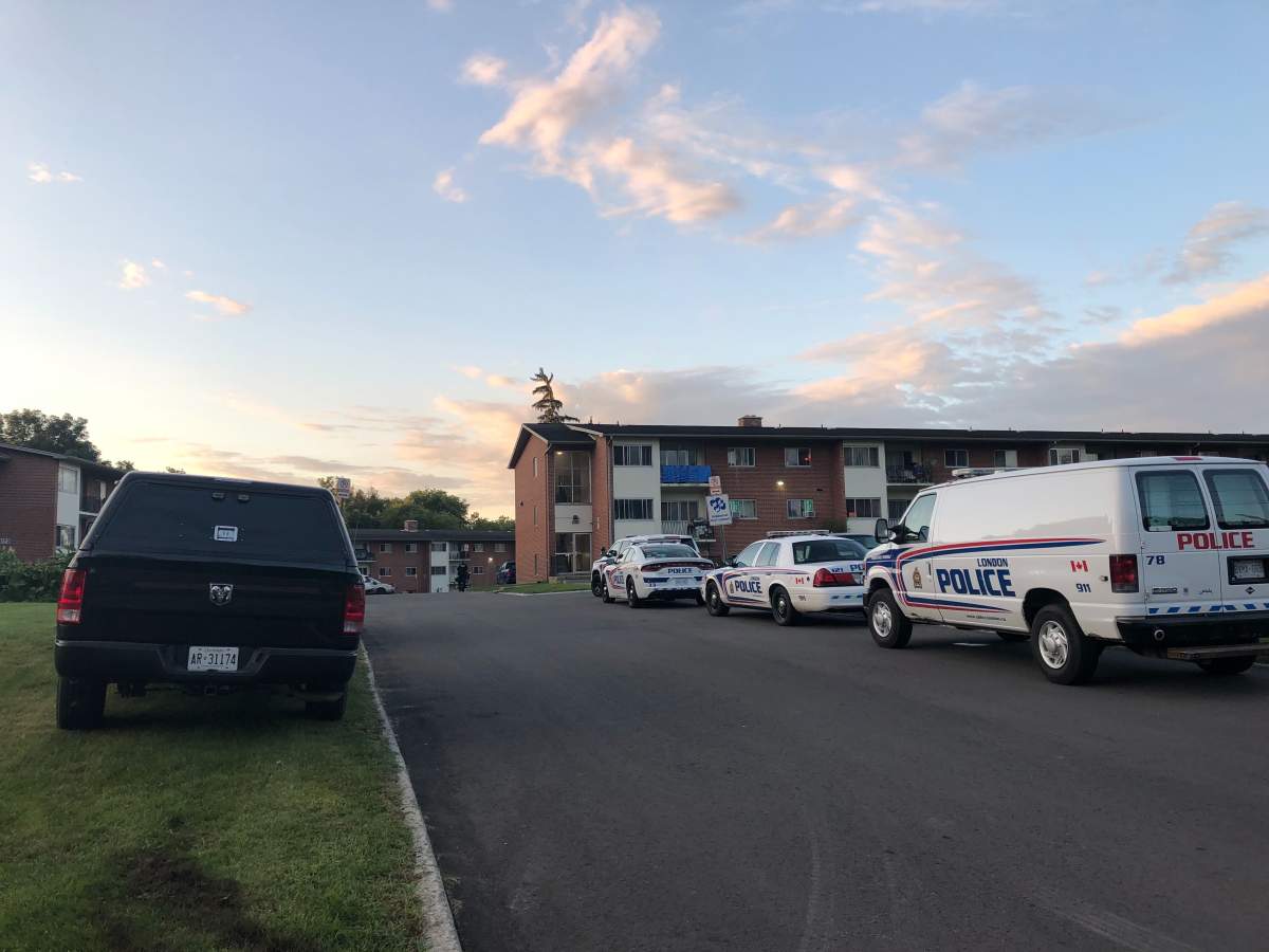 London Police are on scene Friday morning at an apartment complex on Gore Rd. near Montebello Dr.