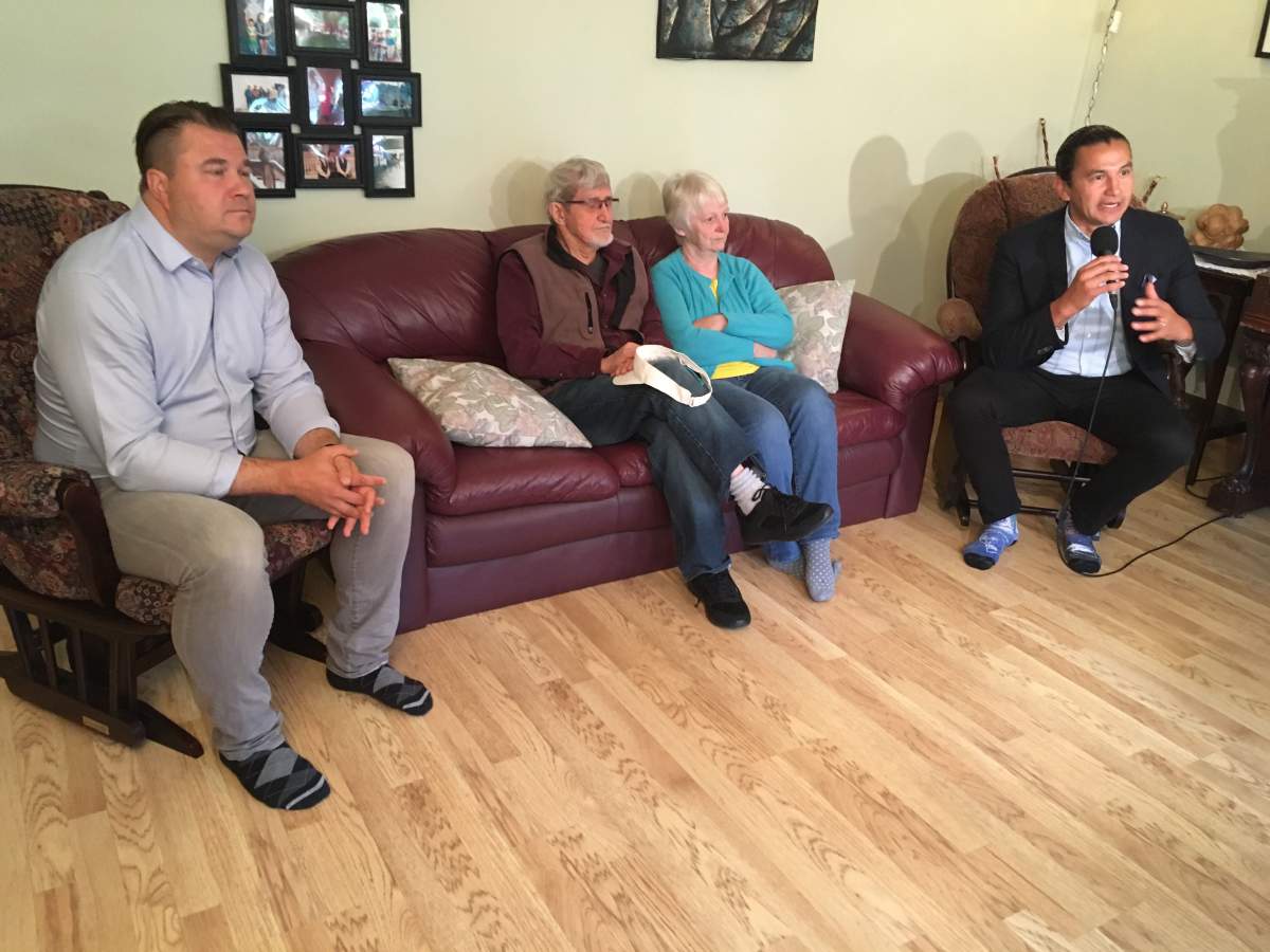 Wab Kinew making a campaign announcement on Sunday, September 1st.