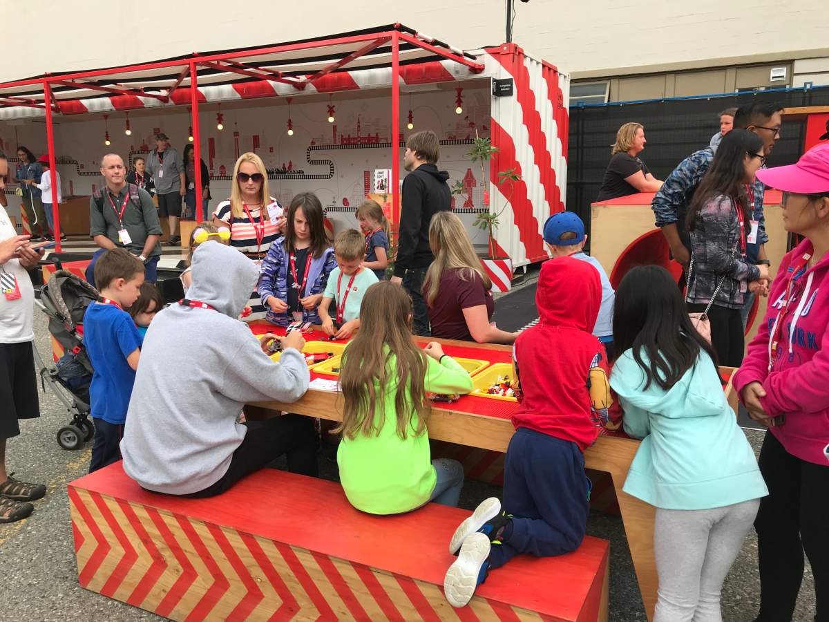 Lego tables will be set up for kids to design trains of the future.