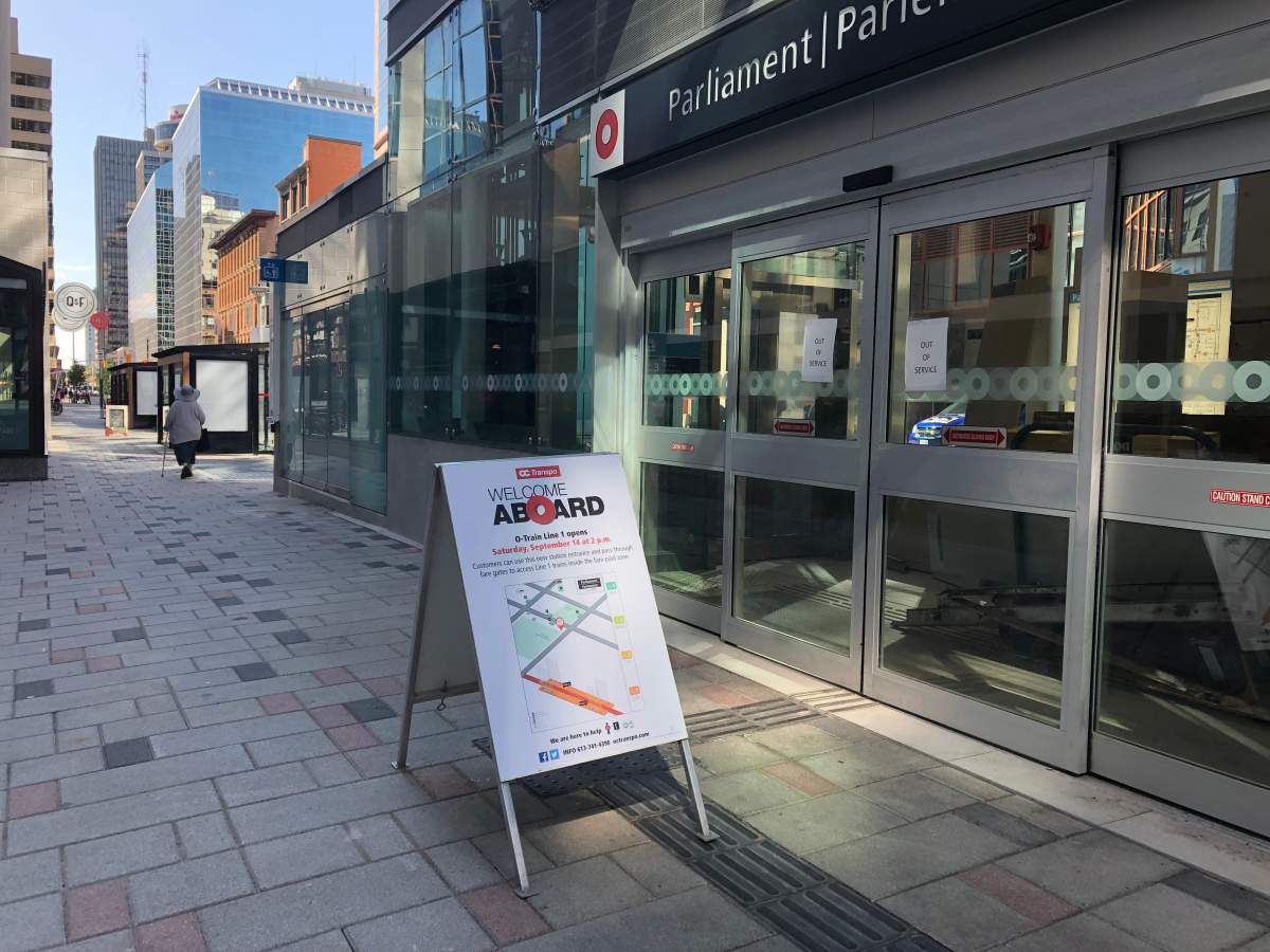 Ottawa's Confederation LRT line will open to the public at 2 p.m. on September 14. Riders will be able to connect to a free Wi-Fi network on the platforms in the train's three underground stations, the city announced on Thursday.