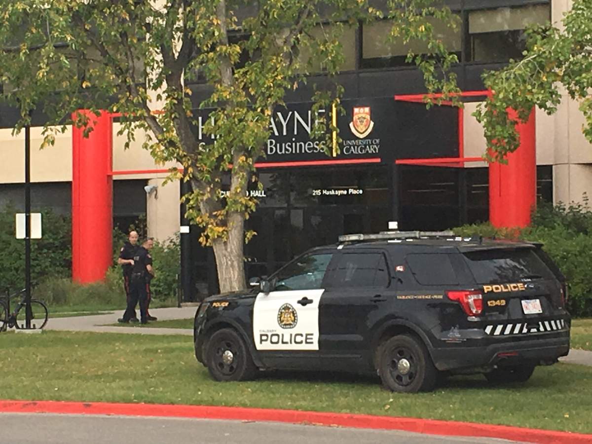 Calgary police surround the University of Calgary Haskayne School of Business after reports of gun. 