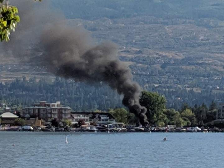 Smoke from the boat fire could be seen blocks away.