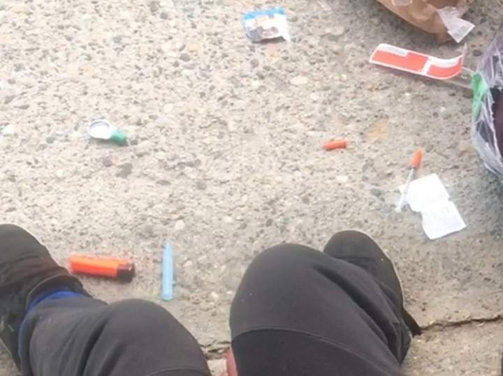 A person consuming drugs along Leon Avenue in Kelowna. This week, the B.C. Court of Appeal overturned a prison sentence for a homeless man who was jailed for selling $20 of street drugs to an undercover cop.