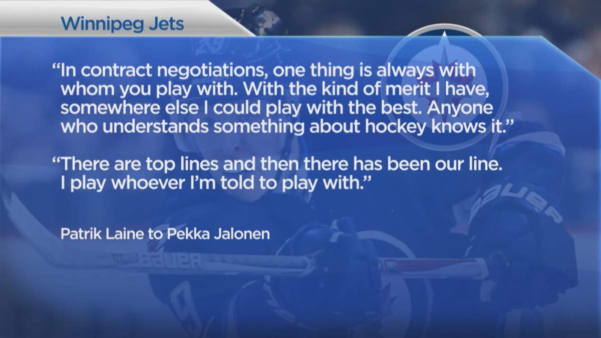 ‘He was saying sorry’: Winnipeg Jets’ Bryan Little gets apology from Patrik Laine - image