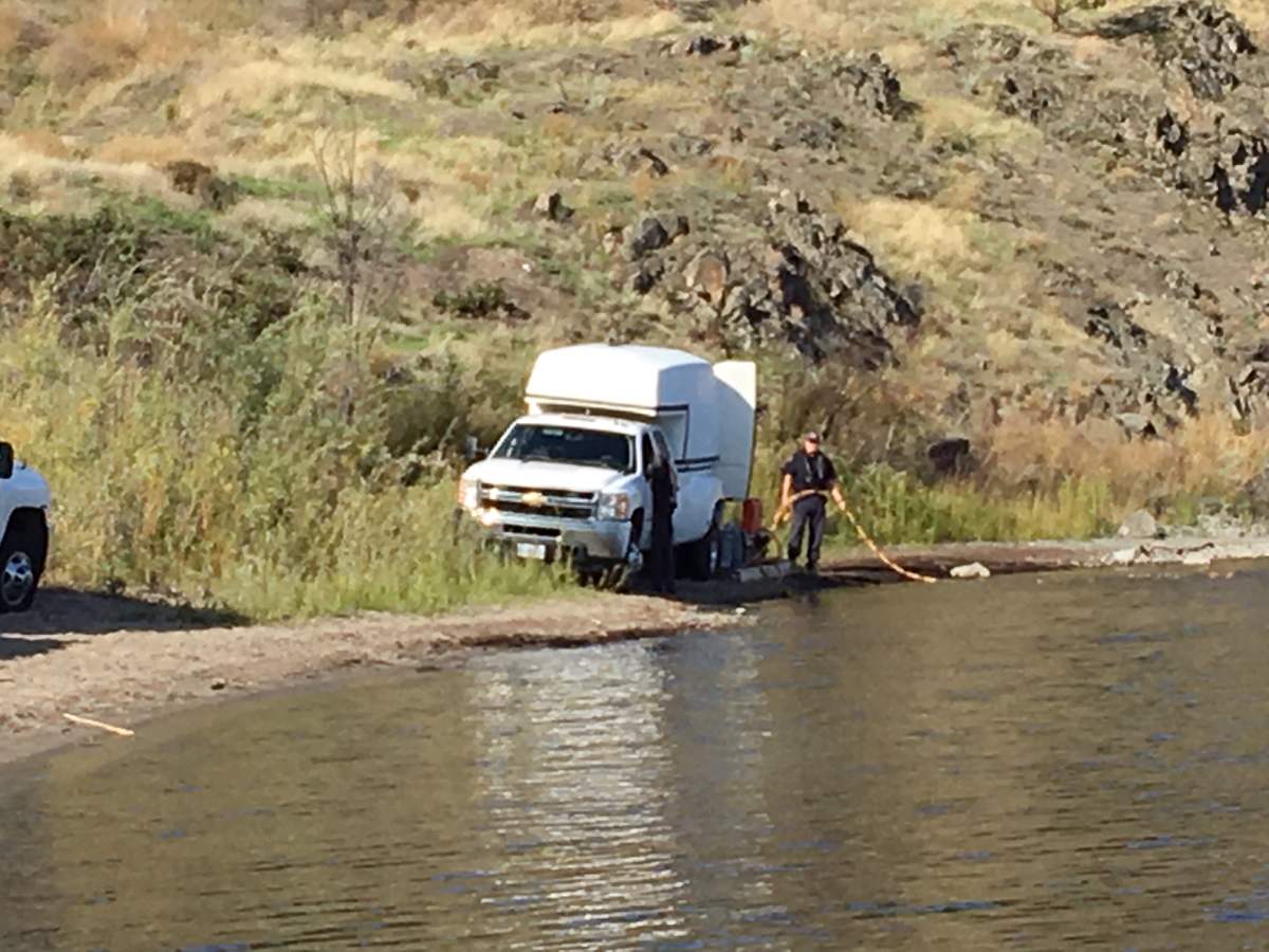 The RCMP’s dive team is part of a search of Okanagan Lake Tuesday as mounties look for evidence connected to a previous police incident.