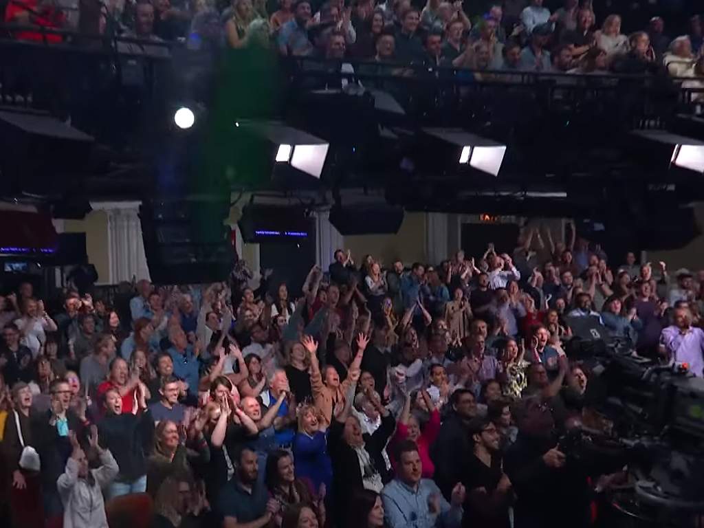 ‘The Late Show with Stephen Colbert’ audience broke out into a 40 second standing ovation on Sept. 24, 2019 after Nancy Pelosi announced an official inquiry into the impeachment of U.S. President Donald Trump.