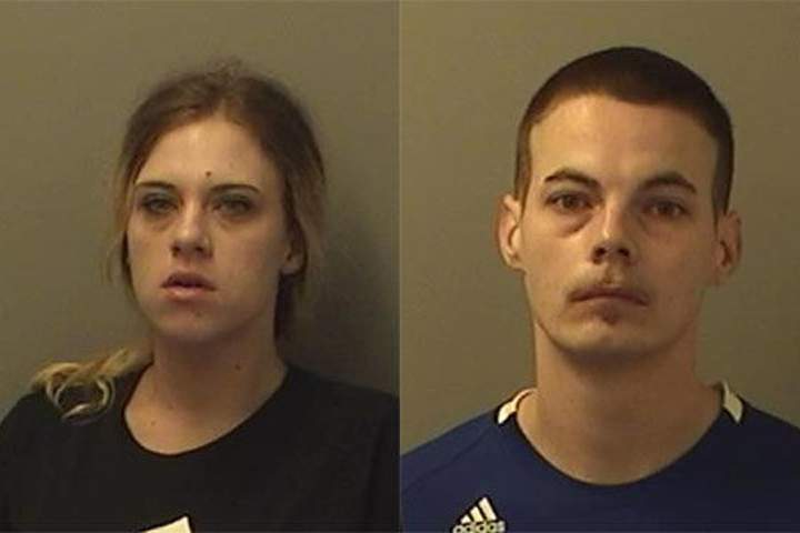 Stephanie Harvell, left, and Mitchel Arnswald are shown in this arrest photo from Aug. 29, 2019.