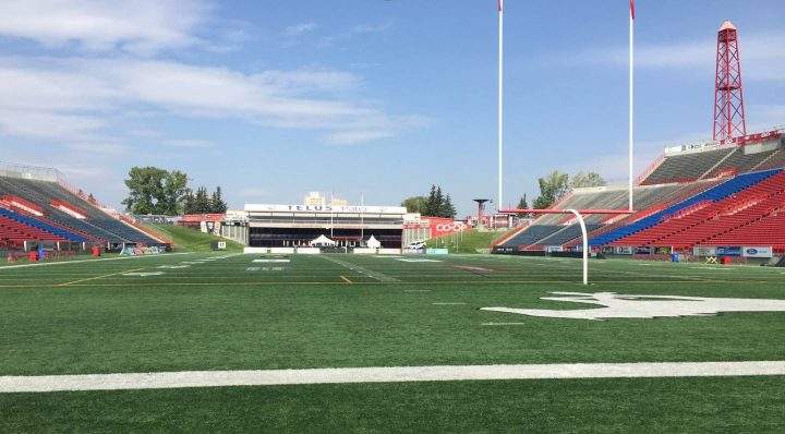 McMahon Stadium in McMahon Stadium in Calgary site of the Labour Day Classic between the Edmonton Elks and the Calgary Stampeders.