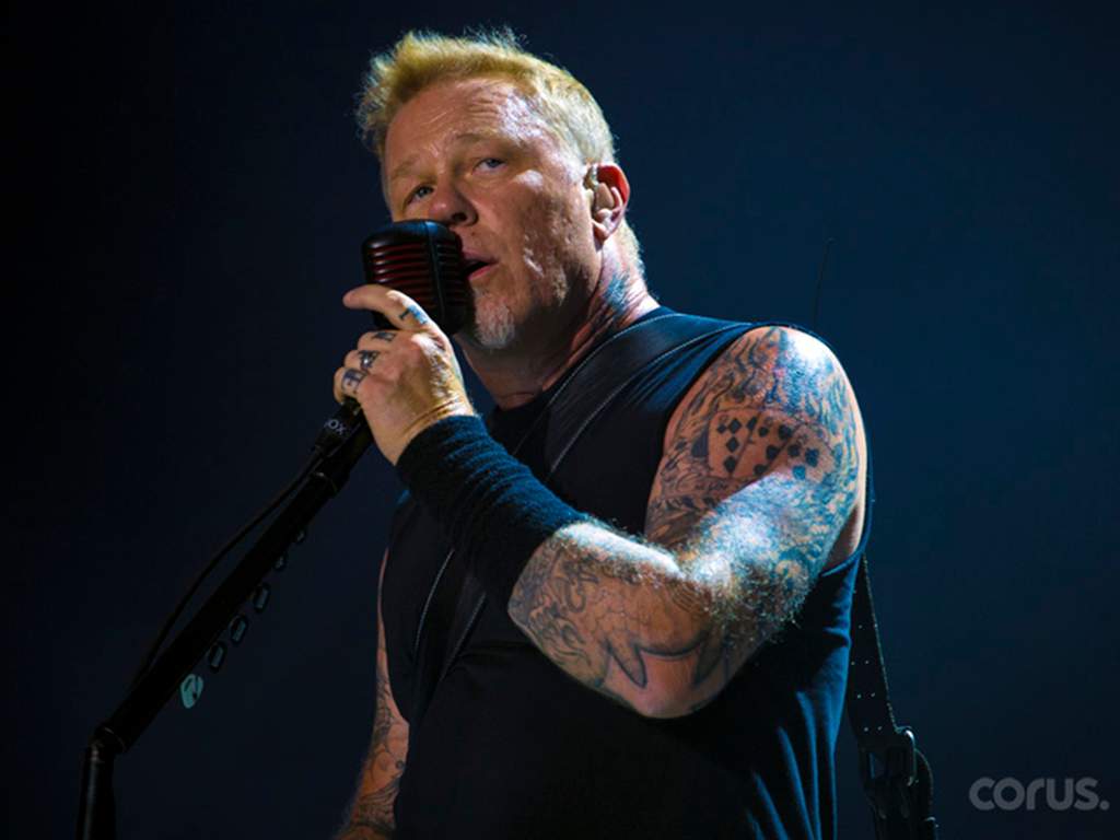 Metallica’s James Hetfield performing live at the Rogers Centre in Toronto on July 16, 2017.