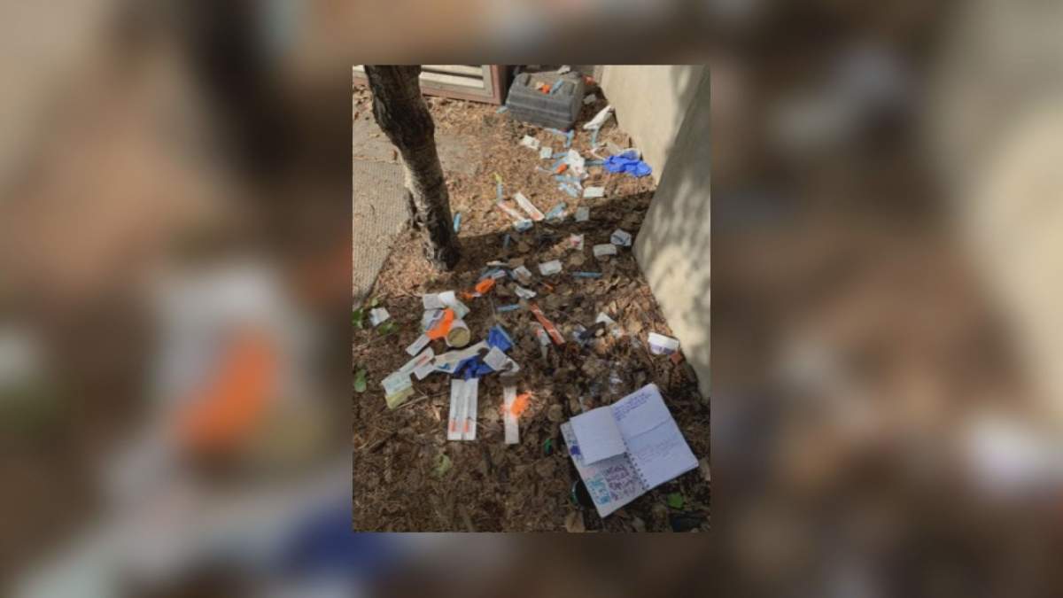 Needles found on the west side of Olympic Plaza.