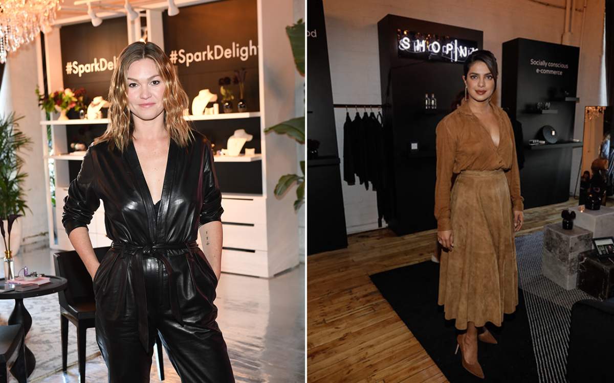 (L-R): Julia Stiles and Priyanka Chopra at the NKPR's IT Lounge for TIFF 2019.
