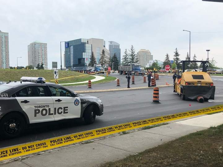 Scene of the east-end Toronto construction where a man has died in an accident Tuesday.