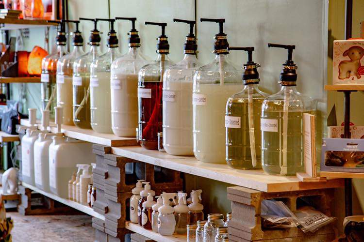 The re-fillable station is where people can bring in their own containers and fill them up with things like detergent, shampoo, soap, and cooking products.