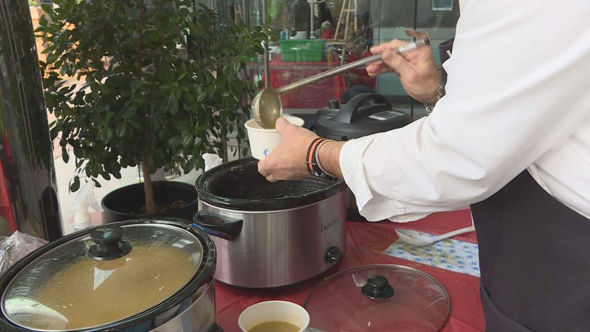 On the menu? Vegetarian locally-made split pea soup.