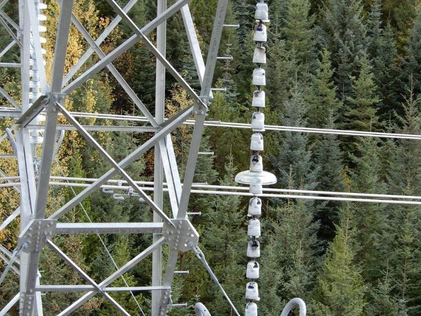A close up of the insulator string RCMP say someone shot out in northern B.C.