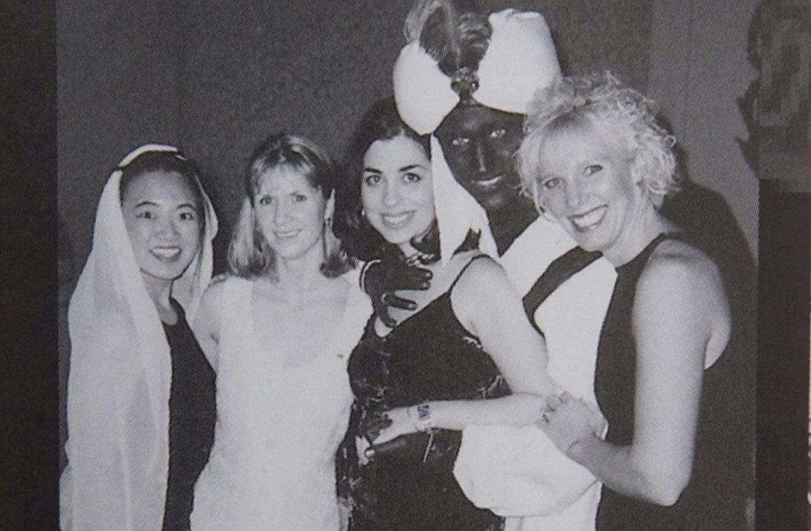 A photo showing Prime Minister Justin Trudeau, second from right, at a 2001 costume party – his hands and face blackened with makeup — was published by Time Magazine Wednesday. They say it was published in the yearbook from the West Point Grey Academy, a private school in Vancouver, B.C., where Trudeau worked as a teacher before entering politics.