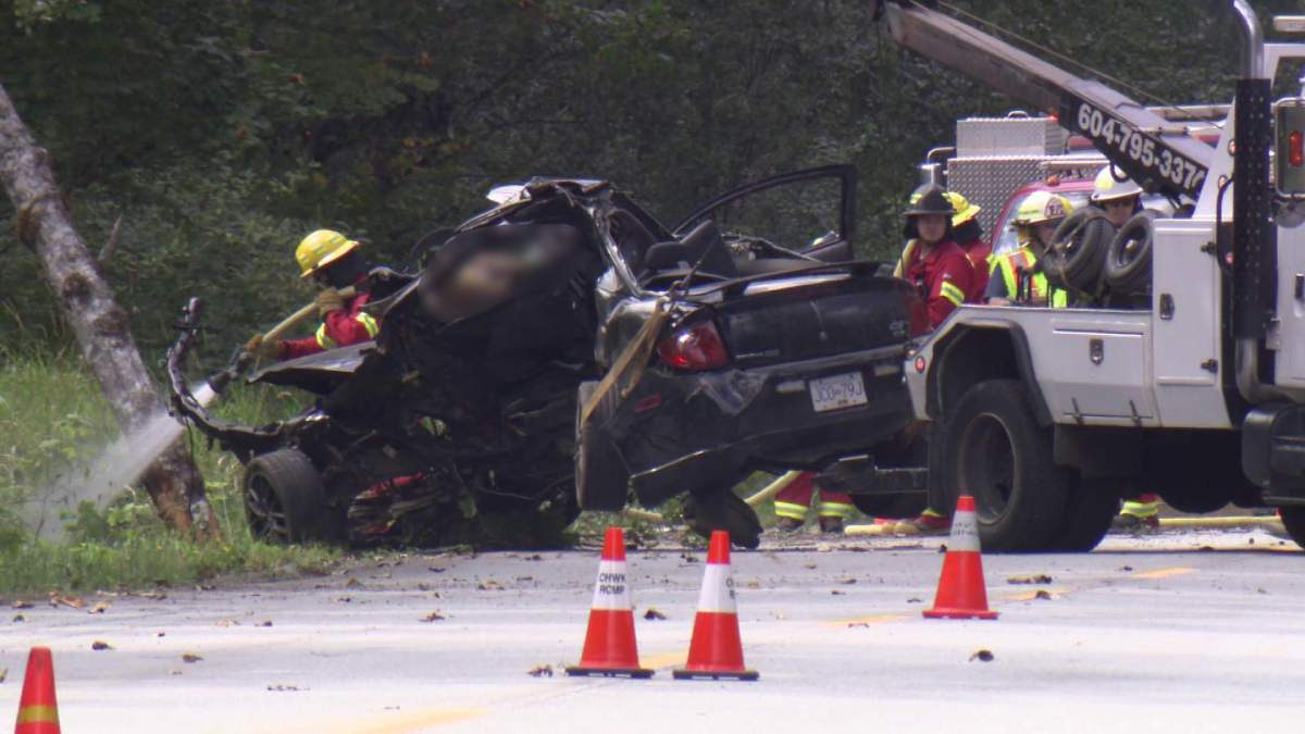 One person is dead after a single-vehicle crash on a remote stretch of Chilliwack Lake Road on Tuesday. 