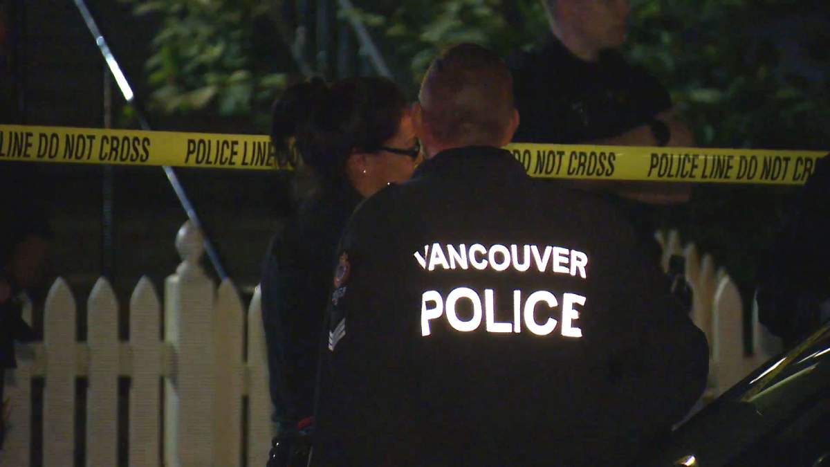 Vancouver police at the scene of a suspicious death in the city's West End neighbourhood. 