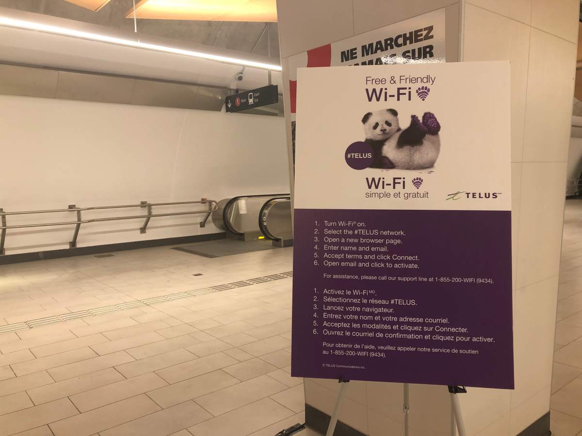 The City of Ottawa and Telus partnered to provide free Wi-Fi service inside the Confederation Line’s three underground stations.