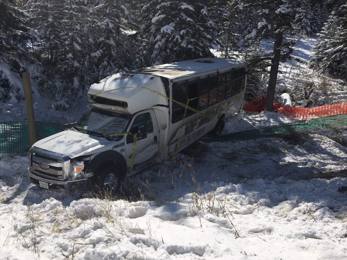 RCMP and EMS responded to a bus rollover at Compound Road, just off the Trans-Canada Highway east of the Mount Norquay exit, after 7:15 p.m. on Oct. 8, 2019.
