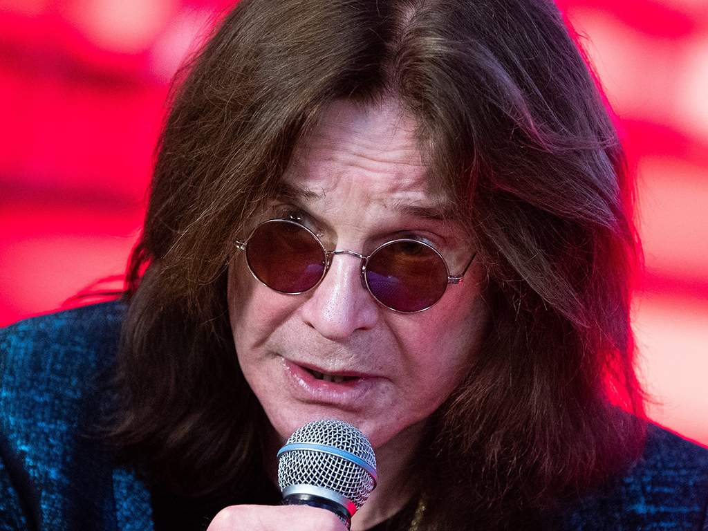 Ozzy Osbourne during a ceremony to sign his personalized star at the Moscow Walk of Fame at the Vegas Crocus City shopping and leisure centre in the town of Krasnogorsk.