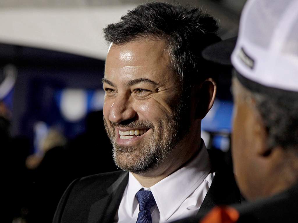 Jimmy Kimmel greets fans during a rally for U.S. Senate candidate Jacky Rosen in Las Vegas, Nev., on Nov. 2, 2018.