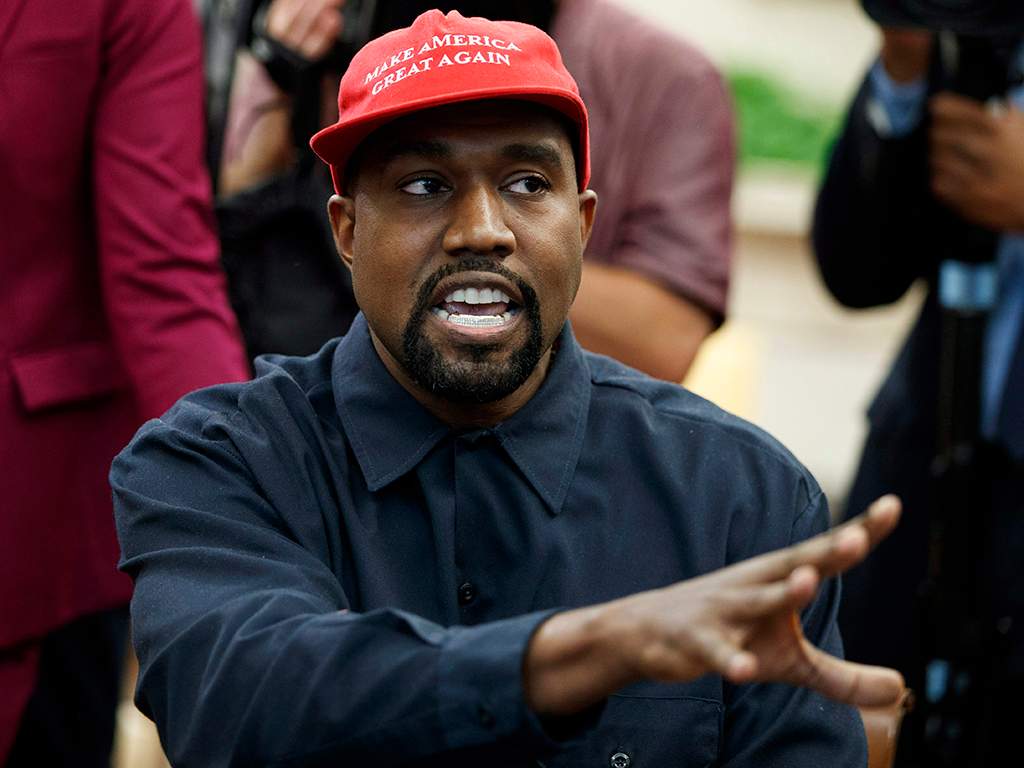 In this Oct. 11, 2018, file photo, Rapper Kanye West speaks during a meeting in the Oval Office of the White House with President Donald Trump in Washington, D.C.