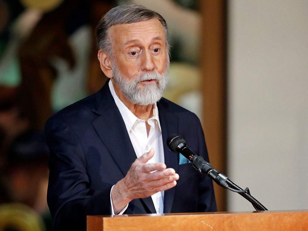 Ray Stevens speaks during the annual announcement of inductees into the Country Music Hall of Fame Monday, March 18, 2019, in Nashville, Tenn. Stevens will be inducted along with the duo Brooks & Dunn and Jerry Bradley.