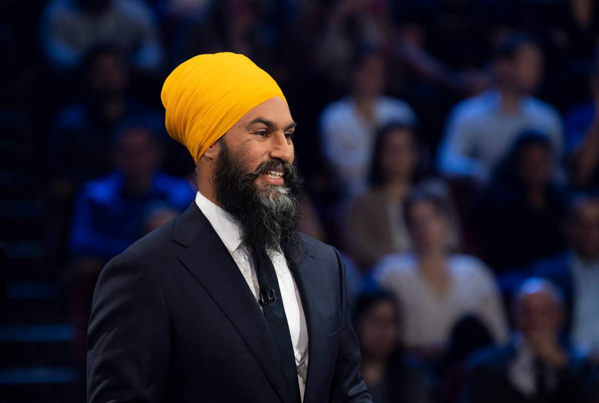 NDP leader Jagmeet Singh, seen here taking part in the the federal leaders French language debate in Gatineau, Que., on Thursday, October 10, 2019.