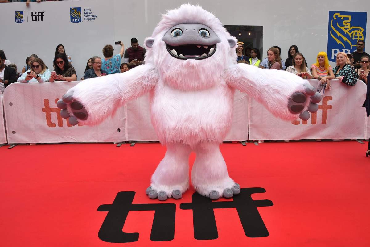 In this Sept. 7, 2019, file photo, the character Everest from the film ‘Abominable’ appears on the red carpet on day three of the Toronto International Film Festival at Roy Thomson Hall in Toronto.