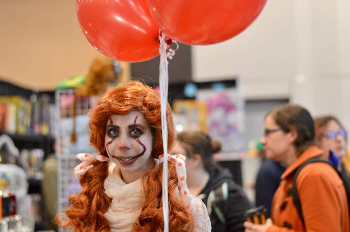 Pennywise the Clown from “IT” poses for a photo at Hal-Con in Halifax, N.S.
