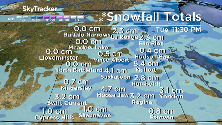 An additional three to five centimetres of snow is possible by Tuesday night.