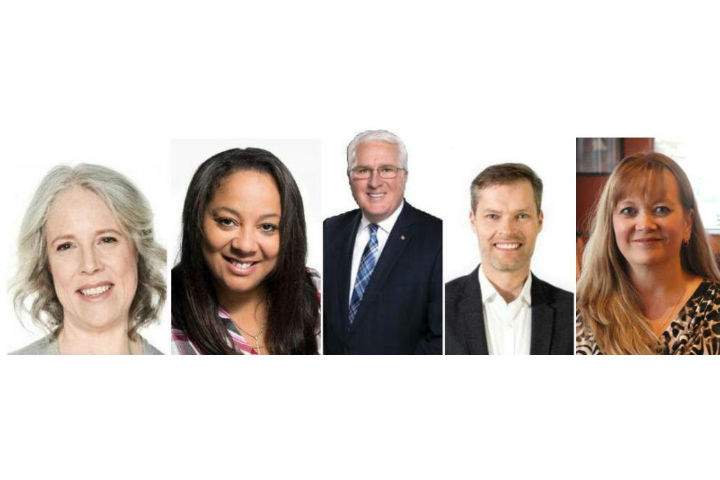 Barrie-Innisfil candidates from left to right: the Green Party's Bonnie North, Liberal Party's Lisa-Marie Wilson, Conservative Party's John Brassard, NDP's Pekka Reinio and People's Party's Stephanie Robinson.