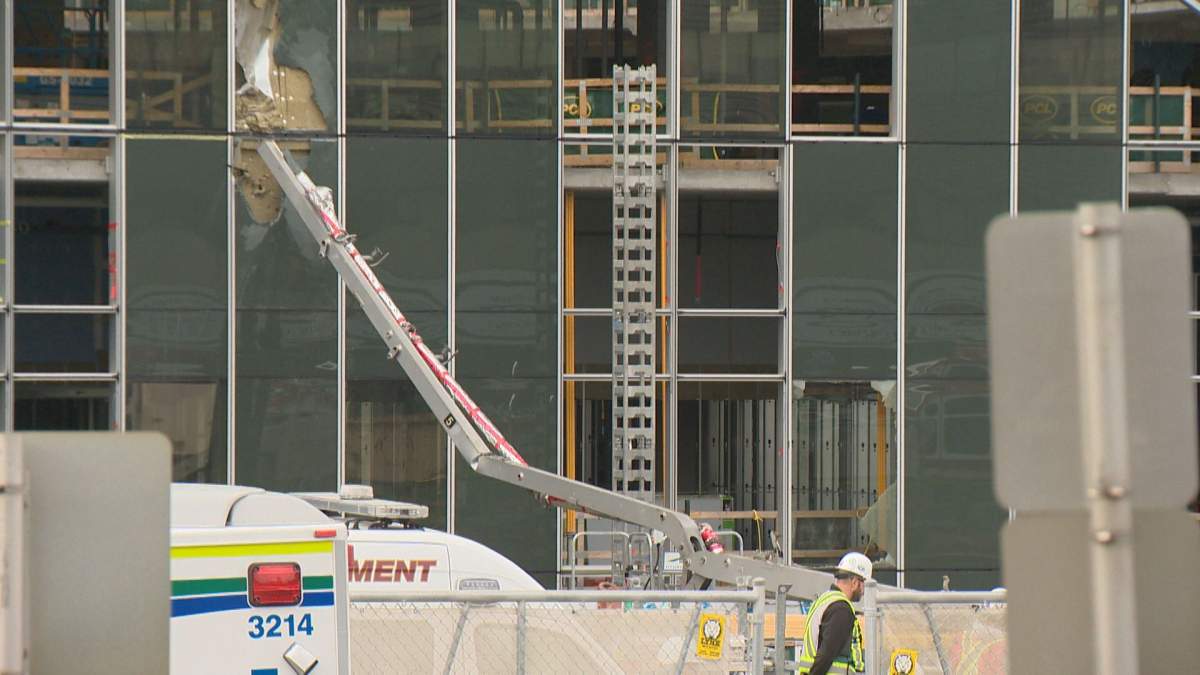 A boom pump collapse at the Calgary Cancer Centre Thursday.