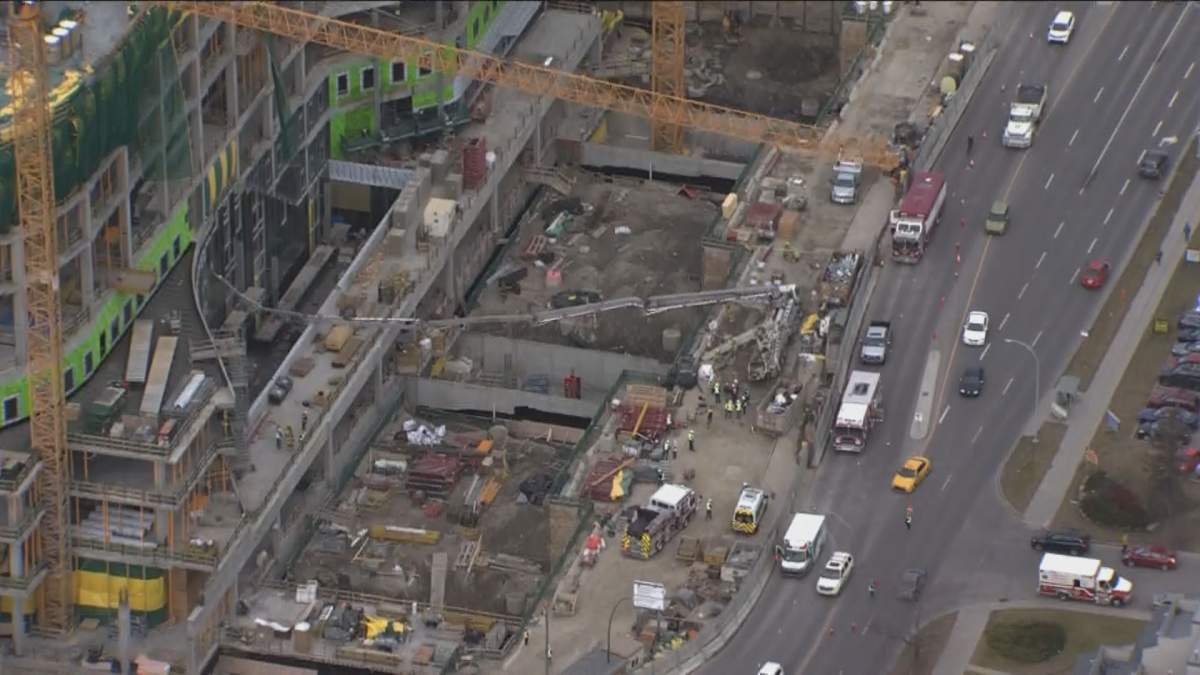 A boom pump collapse at the Calgary Cancer Centre Thursday.
