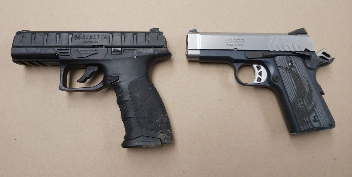 Brantford police recovered two guns believed to be tied to a home invasion on Sarah Street Monday night.