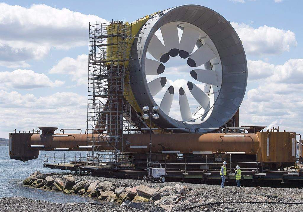 The turbine for the Cape Sharp Tidal project, seen at the Pictou Shipyard, N.S., in 2016.