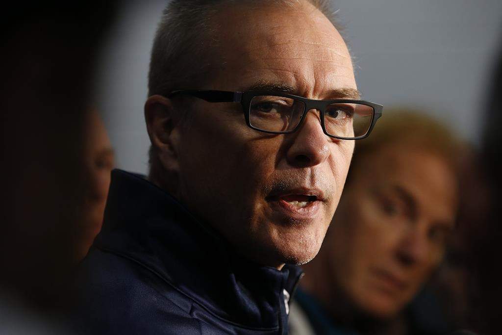 Winnipeg Jets head coach Paul Maurice talks to media during the first day of the Jets NHL training camp in Winnipeg, Friday, Sept. 13, 2019.