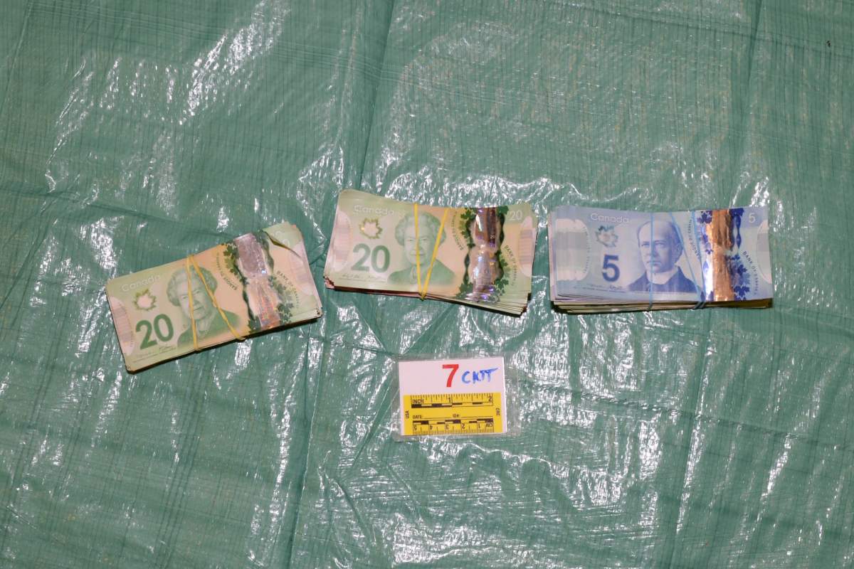 Cash seized in the investigation.