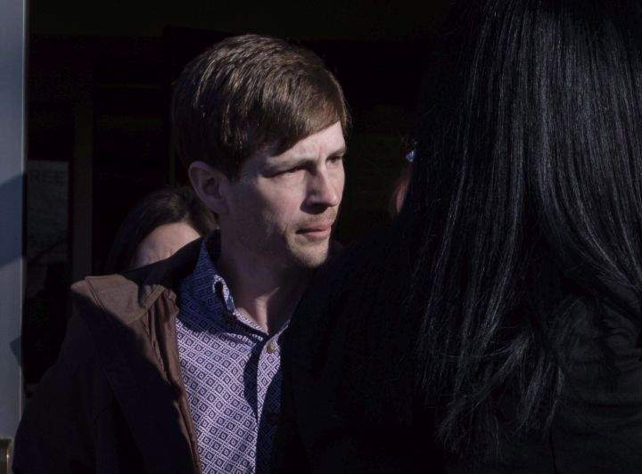Edouard Maurice leaves court in Okotoks, Alta., Friday, March 9, 2018. A southern Alberta man who is being sued by an intruder he shot on his property last year has filed a counterclaim for mental anguish. Court documents filed on behalf of Edouard Maurice say he suffered mental distress, anxiety and nightmares as a result of his confrontation with Ryan Watson on Feb. 24, 2018. 