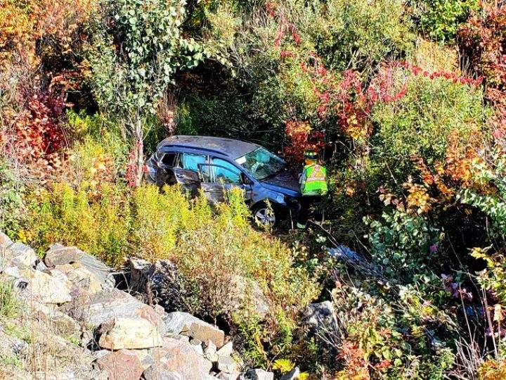 The first collision on Highway 11 involved a vehicle rolling into a ditch.