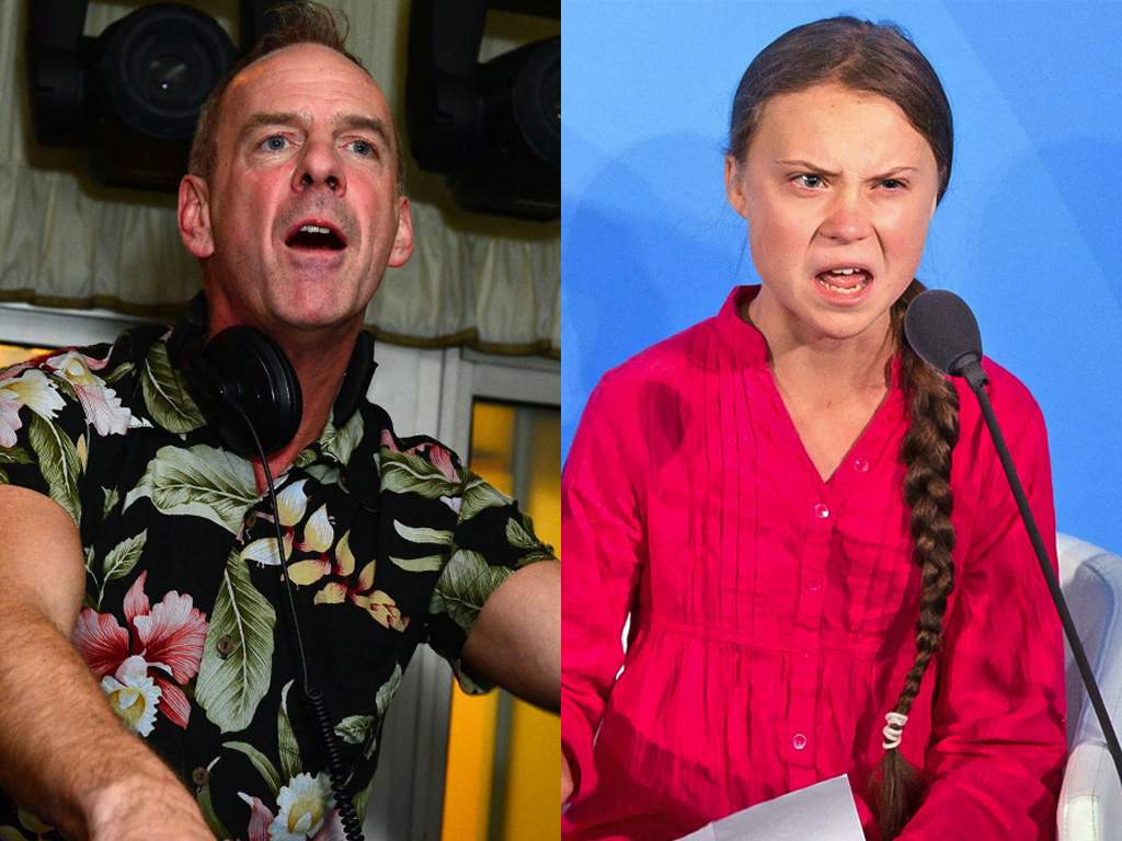 (L-R) Fatboy Slim and Greta Thunberg.