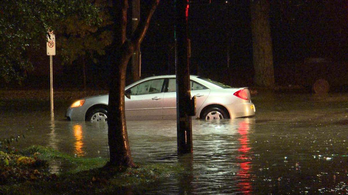 Sharon Pratt’s car sits in a foot or more of water.