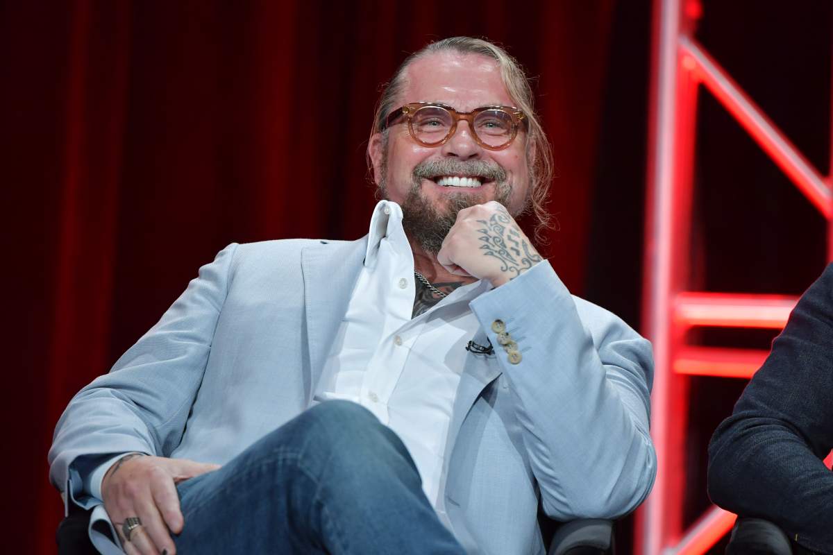 Kurt Sutter of Mayan M.C speaks during the FX segment of the 2019 Summer TCA Press Tour at The Beverly Hilton Hotel on August 6, 2019 in Beverly Hills, California.