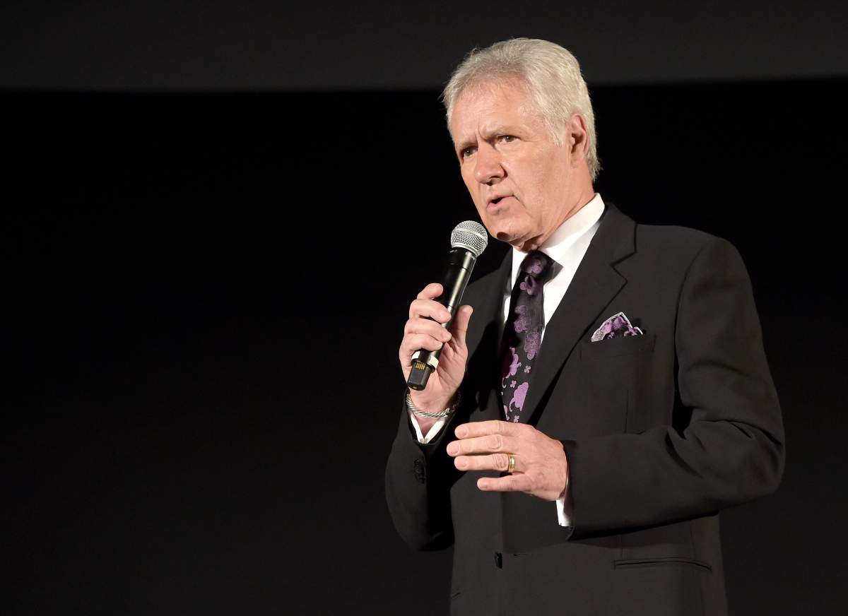 TV personality Alex Trebek speaks before the screening of 'Apollo 13' during day two of the 2015 TCM Classic Film Festival on March 27, 2015 in Los Angeles, Calif. 