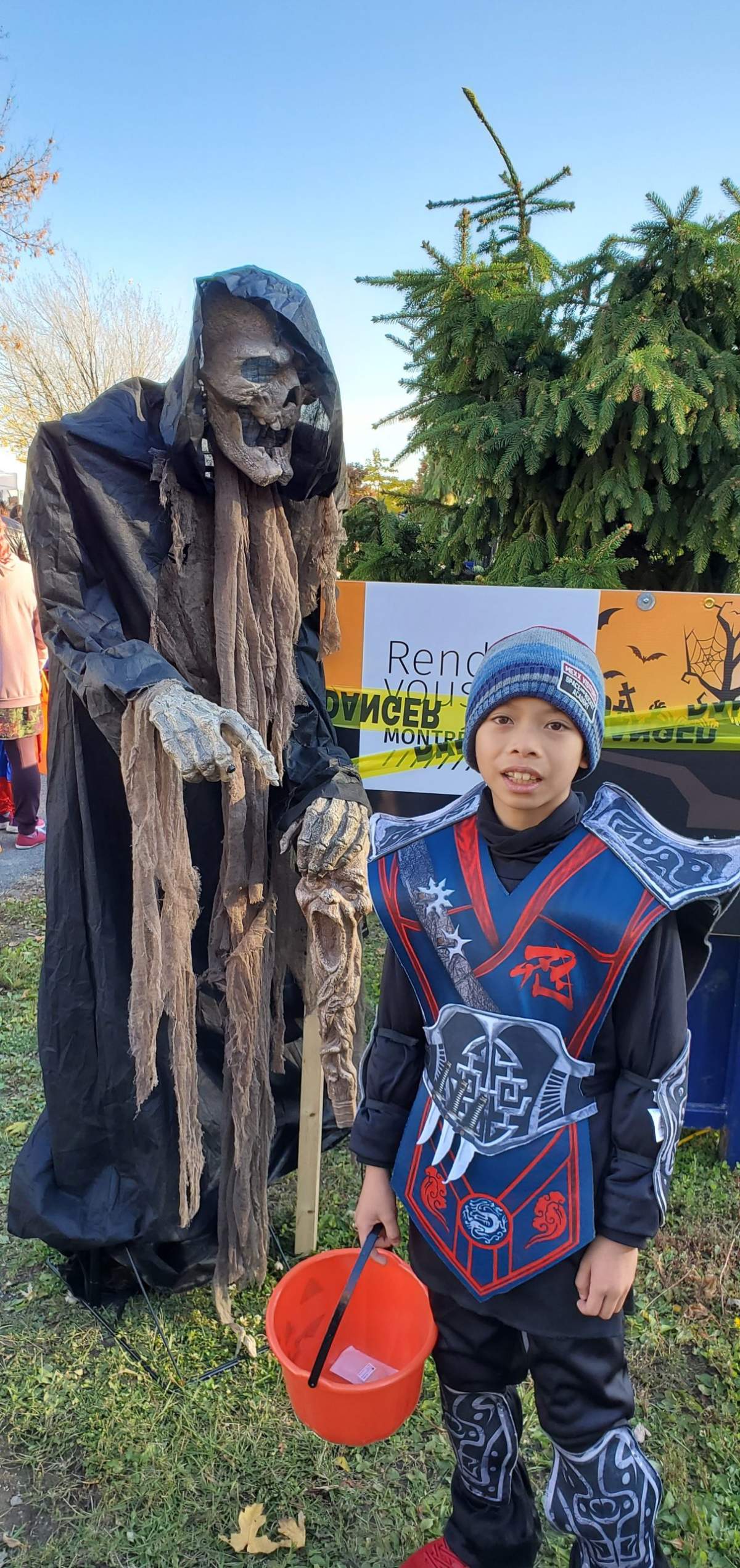 Triduc has dressed up as a Ninja Warrior this Halloween.