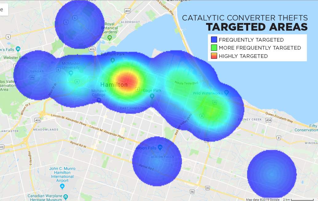 Police say vehicles in Hamilton’s downtown core are most likely to be targeted in a catalytic converter theft.